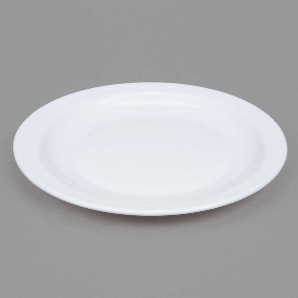 Plato Postre Blanco Ala Angosta de Vidrio Templado 19.5 cm